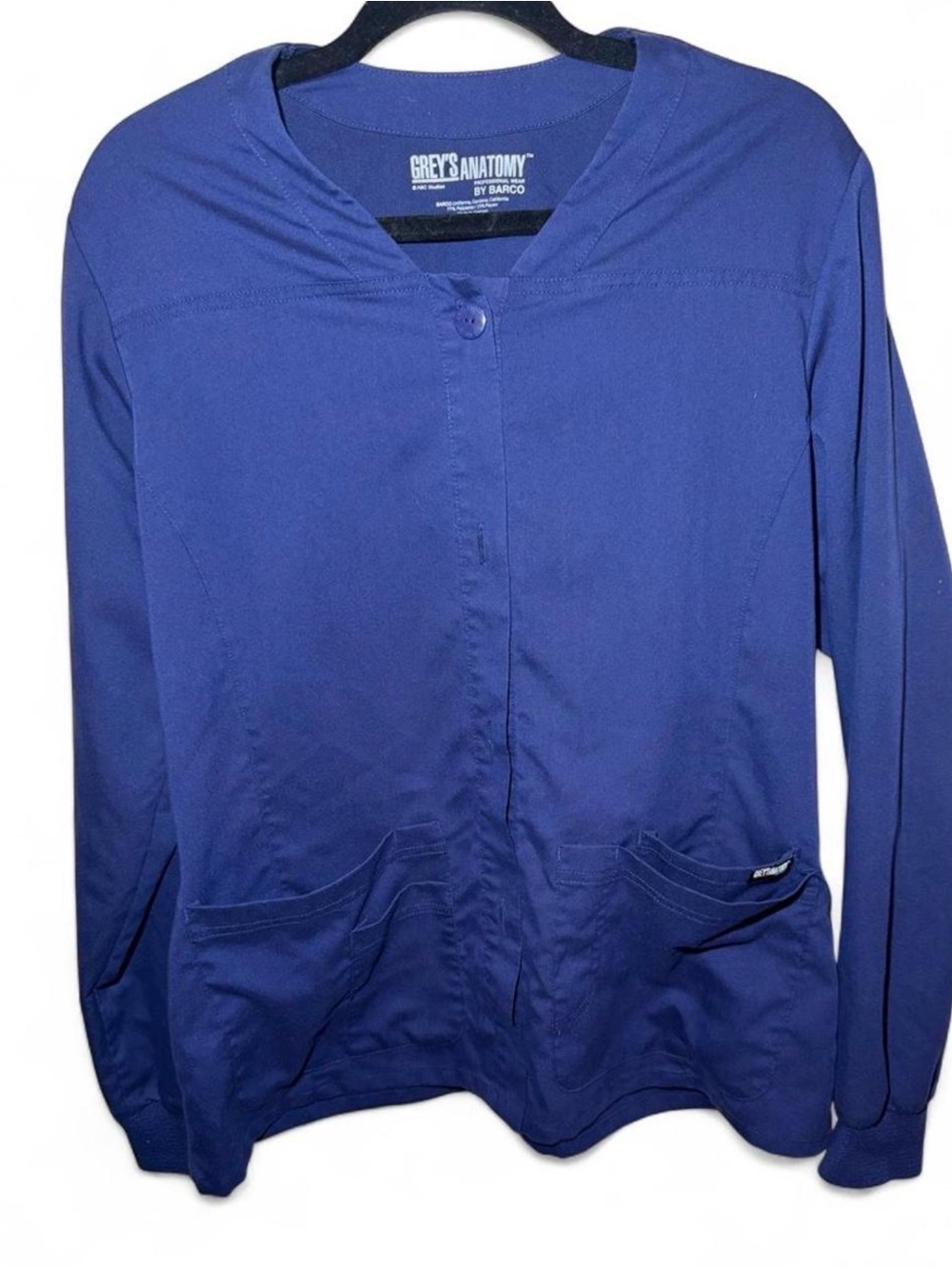 Grey's Anatomy Women's Button Up Utility Jacket in Royal Blue Nurse Medical